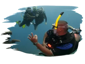 PADI Divemaster with customers