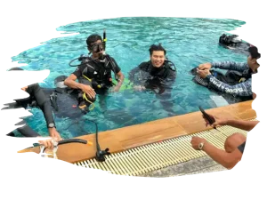 Scuba Interns skill training in the pool
