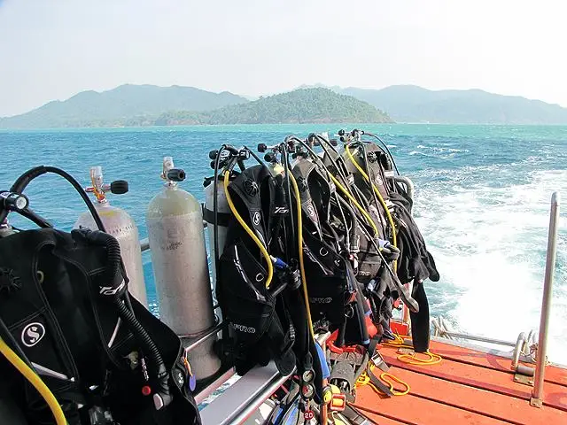 preparing equipment before a training dive